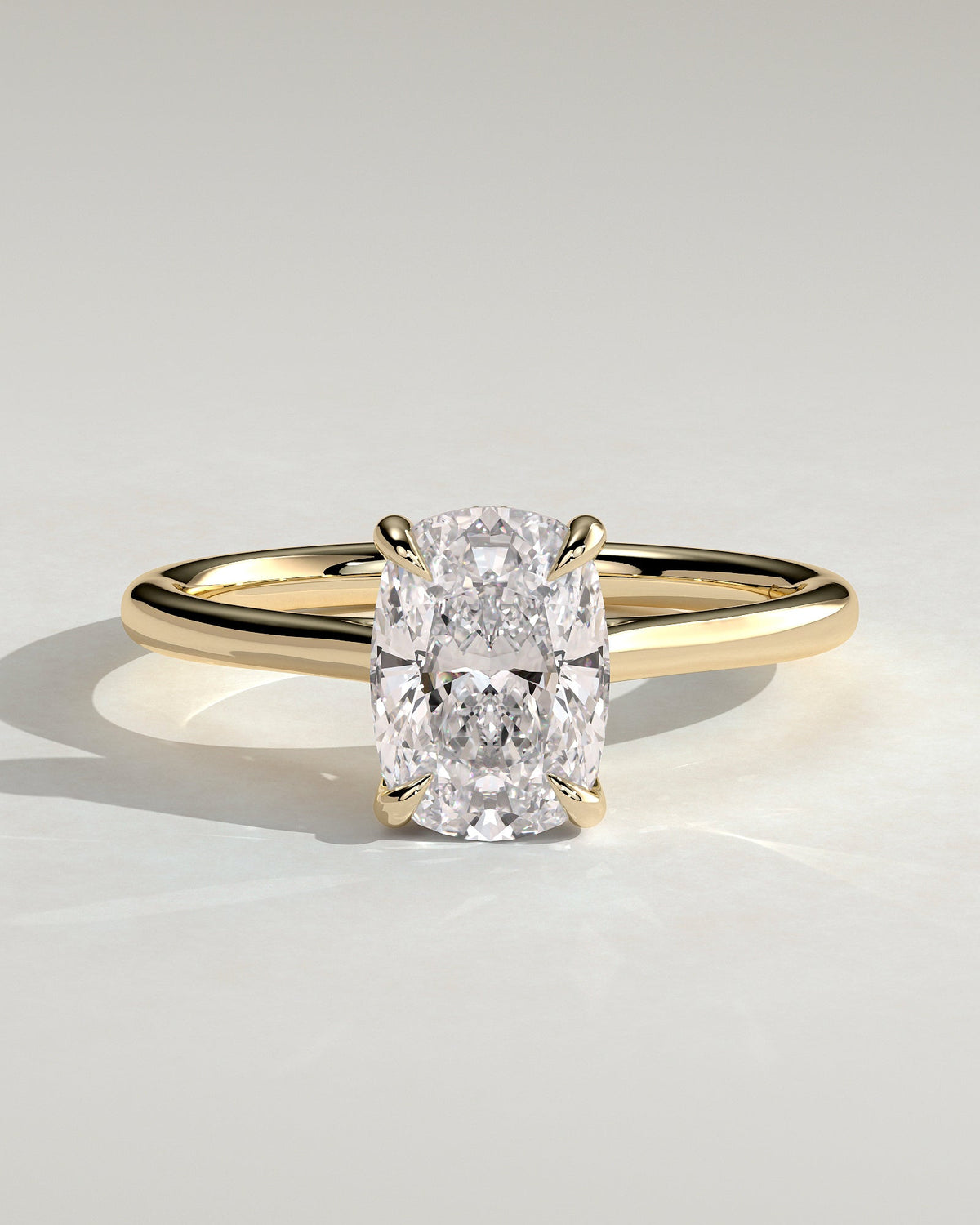 Elongated Cushion Hidden Halo Lab Grown Diamond Engagement Ring