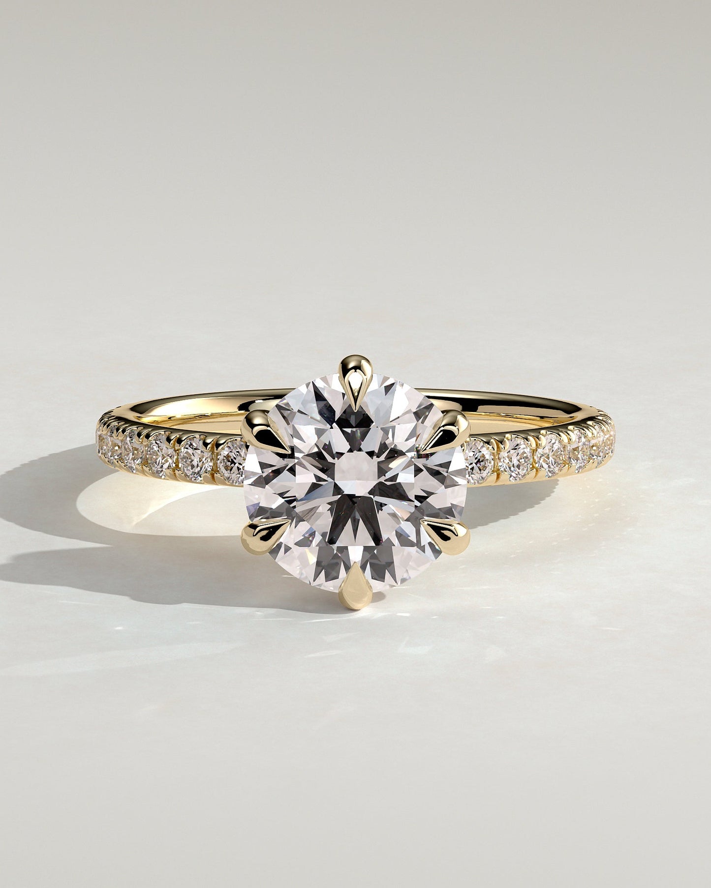 Round Pave Lab Grown Diamond Engagement Ring
