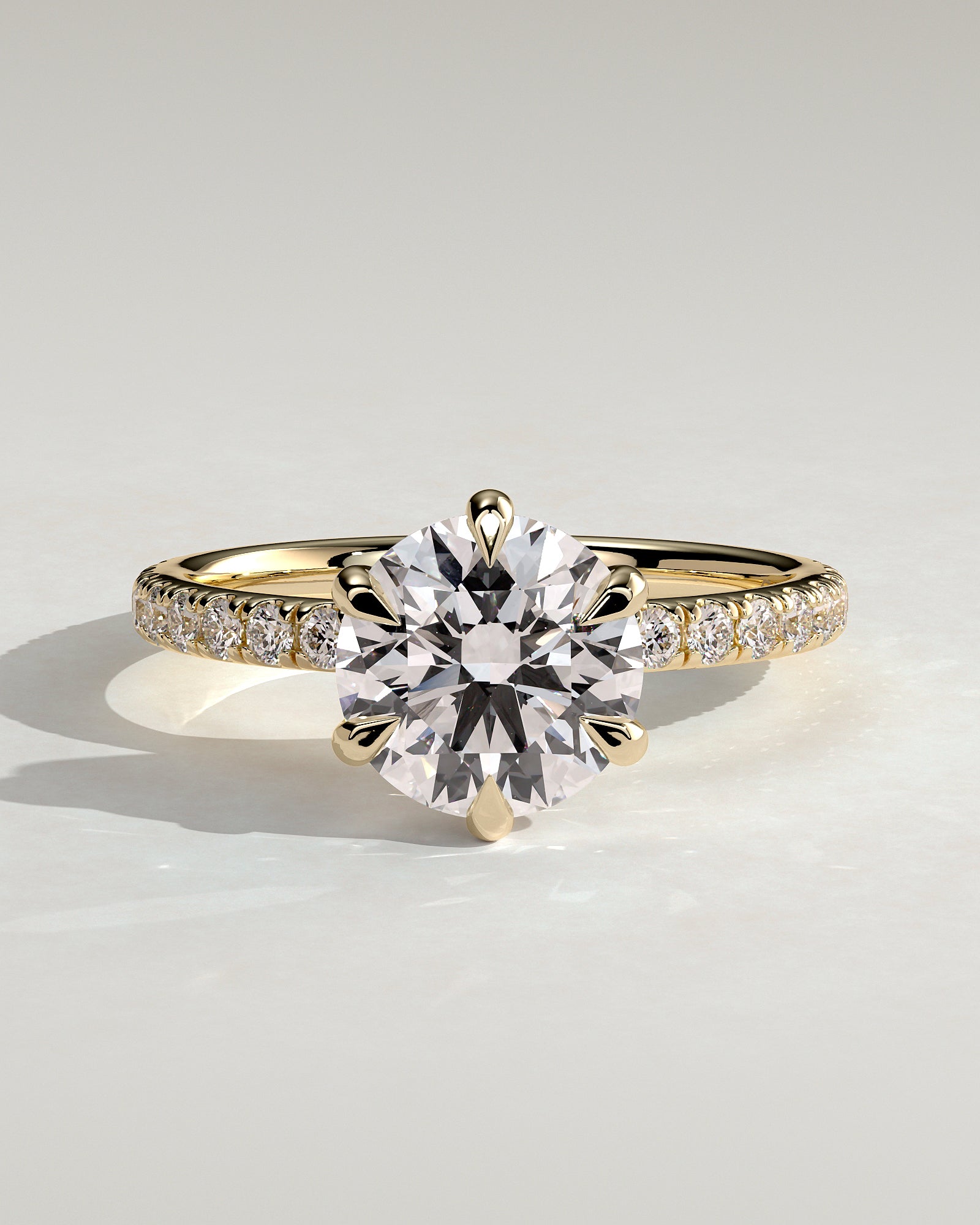 Round Pave Lab Grown Diamond Engagement Ring