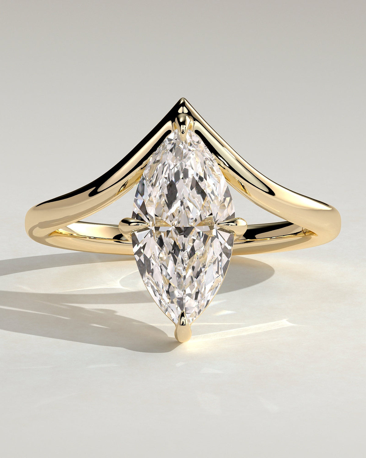 Marquise Swirl Solitaire Lab Grown Diamond Engagement Ring