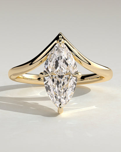 Marquise Swirl Solitaire Lab Grown Diamond Engagement Ring