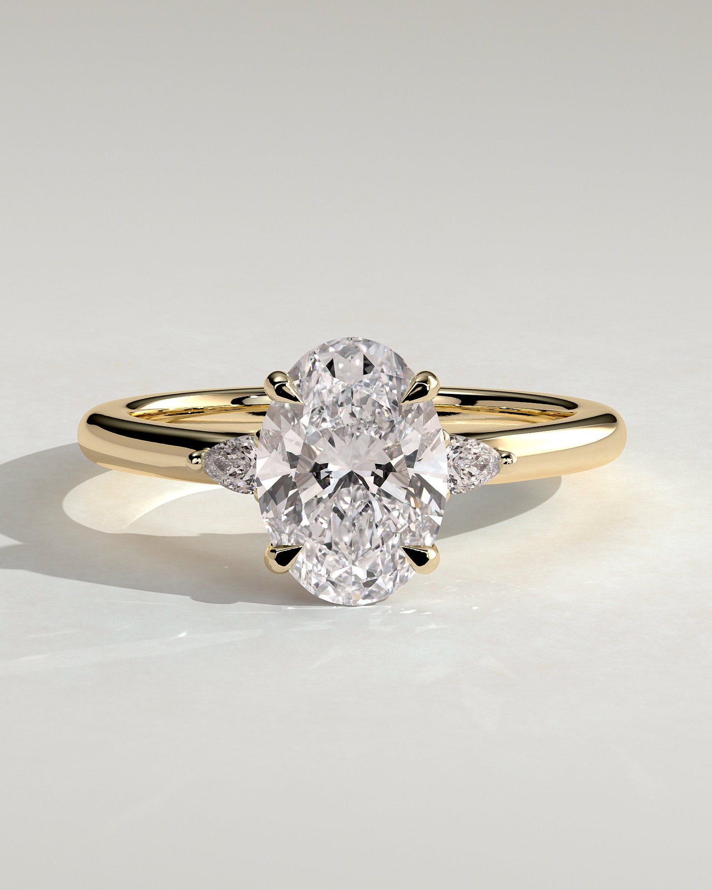 Oval Three Stones Lab Grown Diamond Engagement Ring