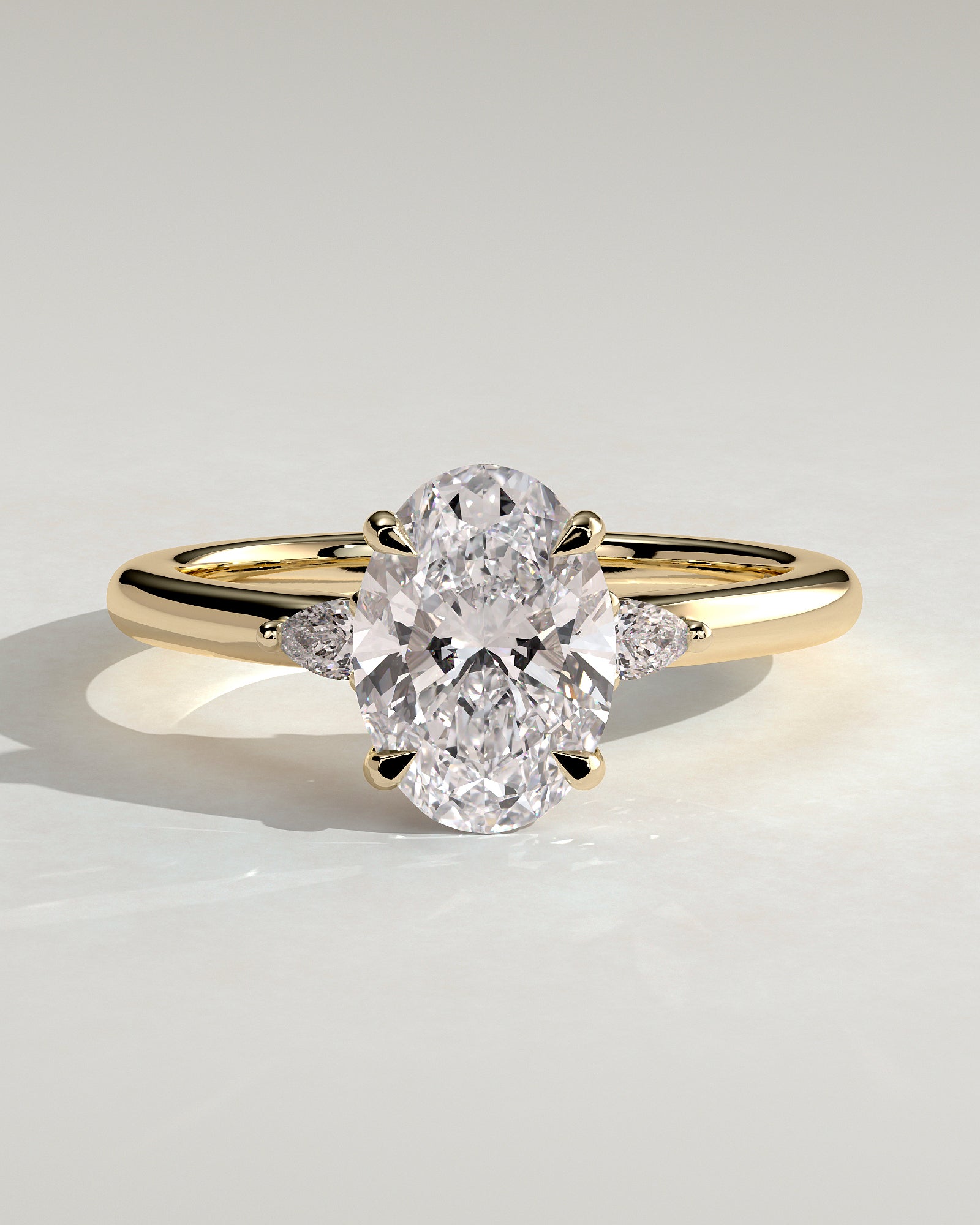 Oval Three Stones Lab Grown Diamond Engagement Ring