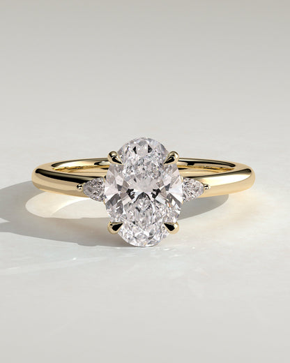 Oval Three Stones Lab Grown Diamond Engagement Ring