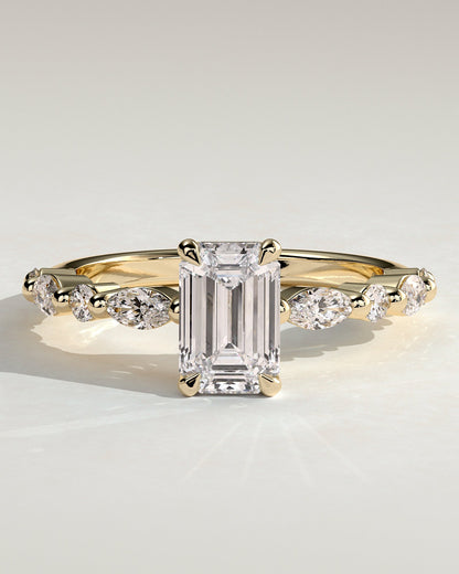 Emerald Alternating Pave Lab Grown Diamond Engagement Ring