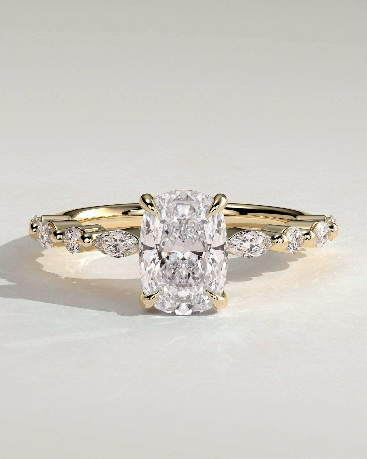 Elongated Cushion Pave Lab Grown Diamond Engagement Ring