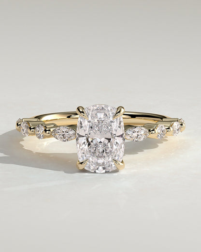 Elongated Cushion Pave Lab Grown Diamond Engagement Ring