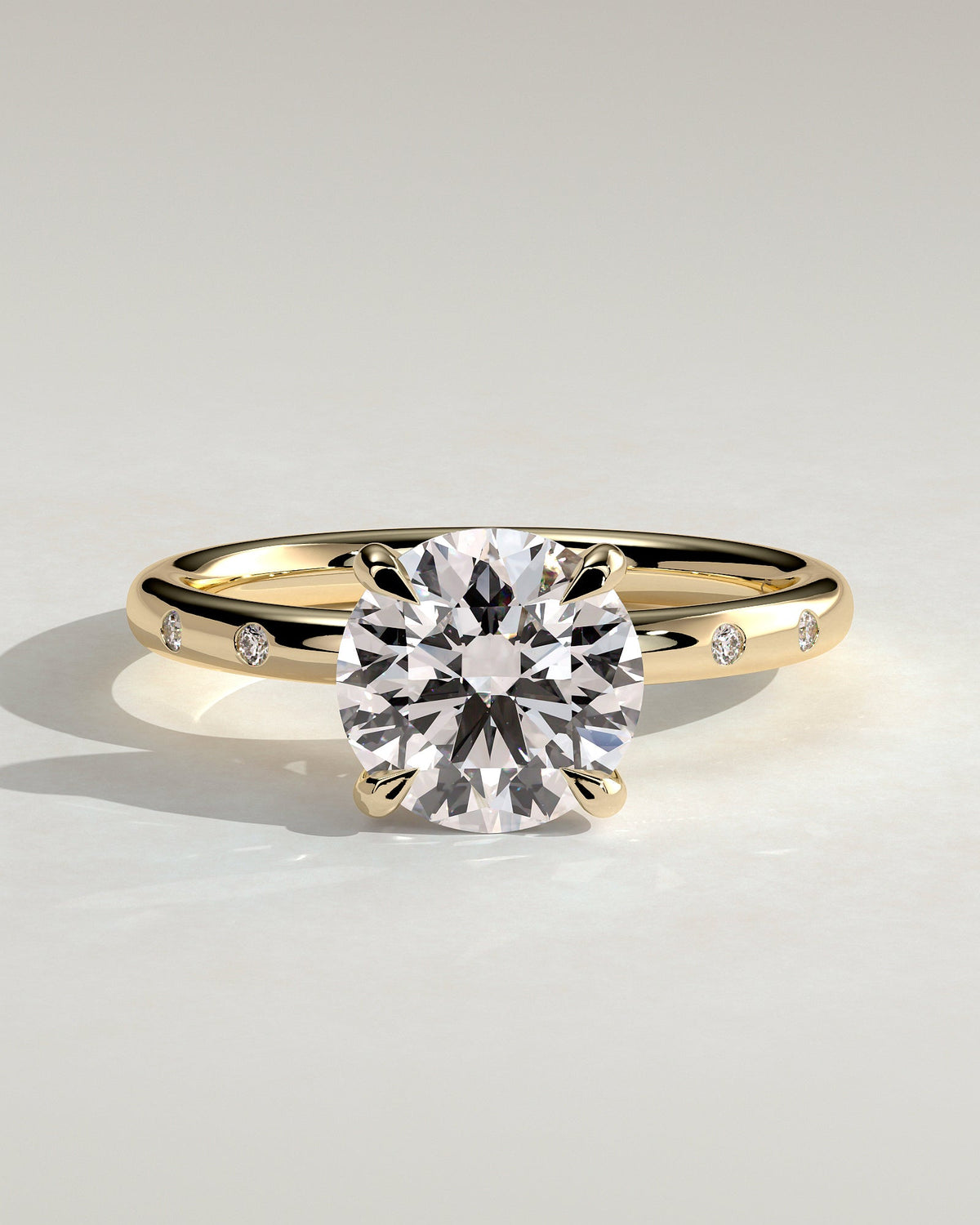 Round Dainty Pave Lab Grown Diamond Engagement Ring