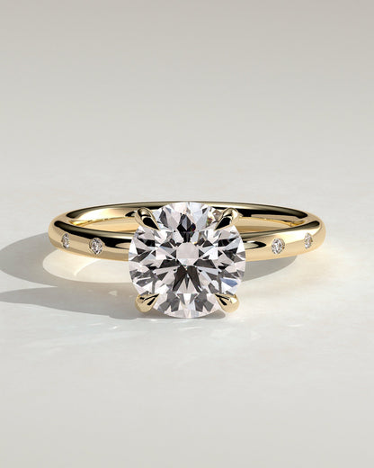 Round Dainty Pave Lab Grown Diamond Engagement Ring