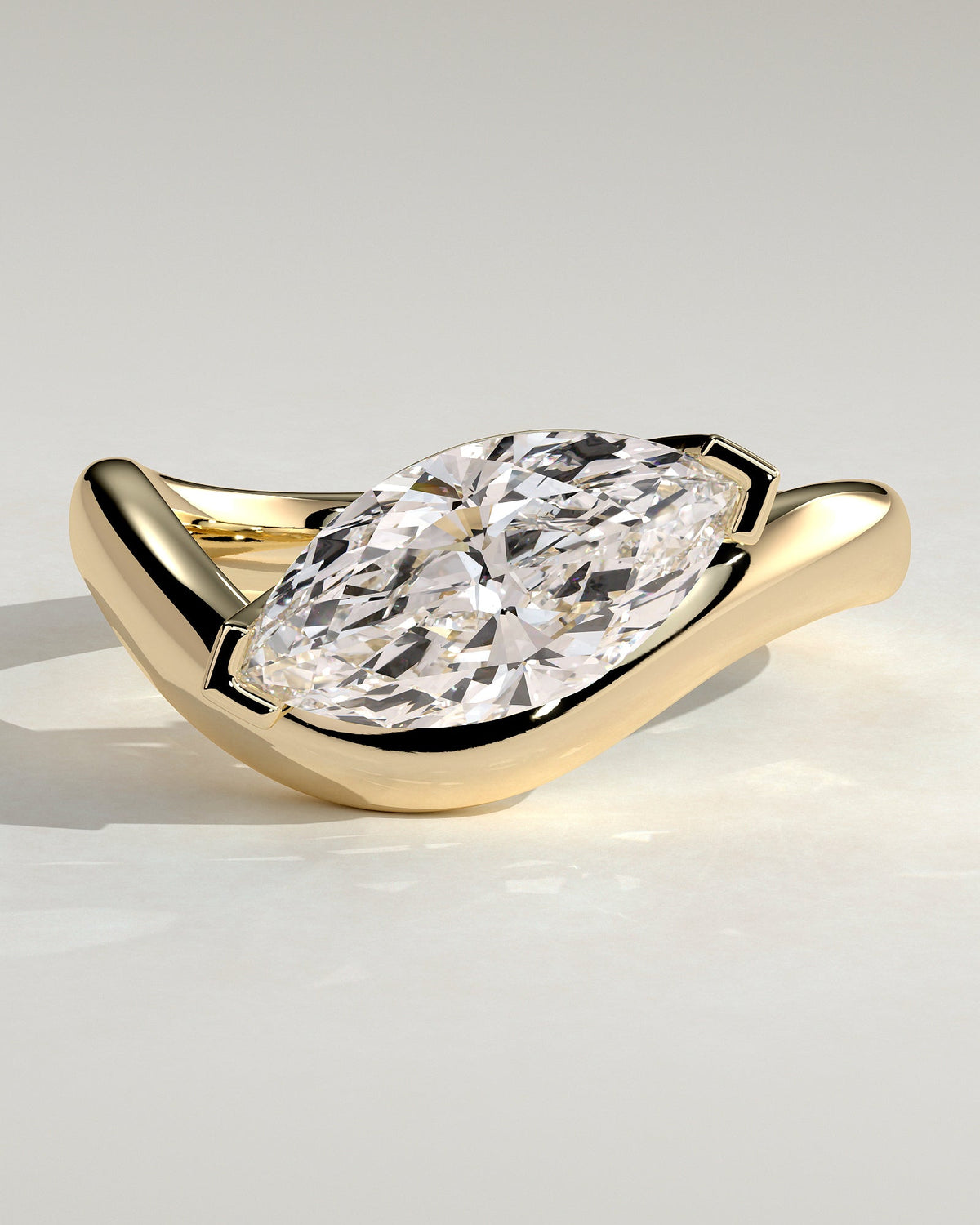 Marquise Swirl Solitaire Lab Grown Diamond Engagement Ring