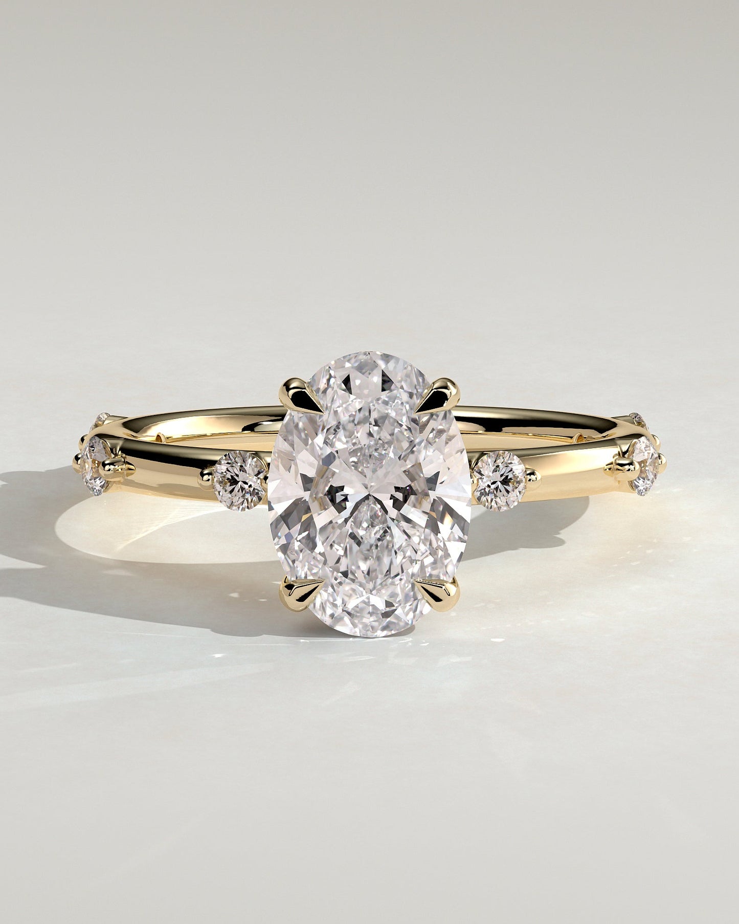 Oval Dainty Pave & Hidden Halo Lab Grown Diamond Engagement Ring