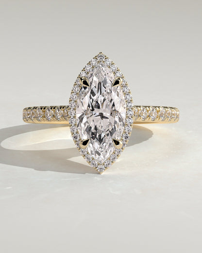 Marquise Halo and Pave Lab Grown Diamond Engagement Ring