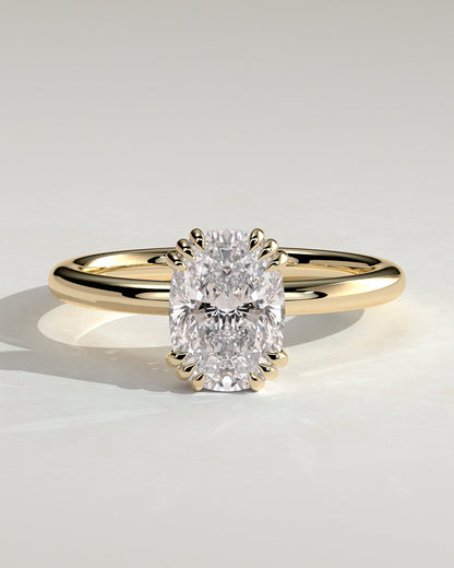 Elongated Cushion Solitaire Lab Grown Diamond Engagement Ring