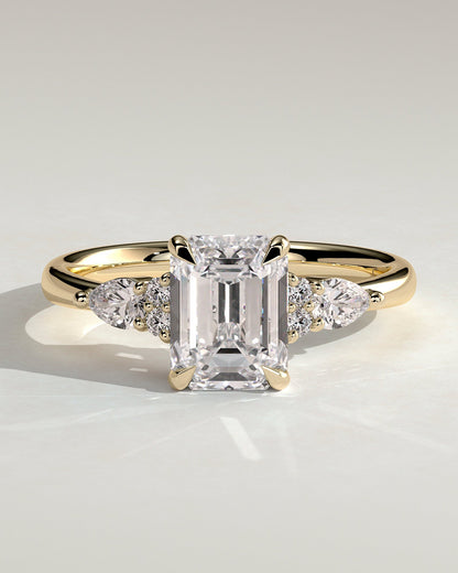Emerald Cluster Lab Grown Diamond Engagement Ring