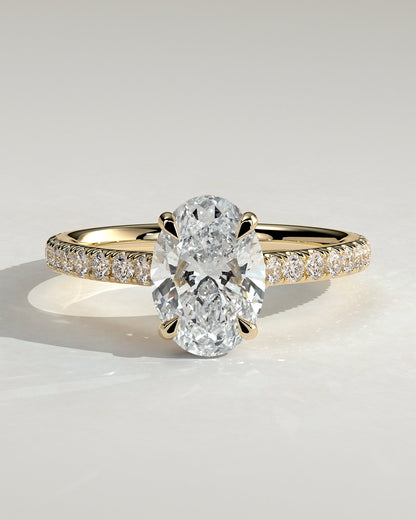 Oval Pave & Hidden Halo Lab Grown Diamond Engagement Ring