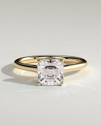 Asscher Hidden Halo & Cathedral Lab Grown Diamond Engagement Ring
