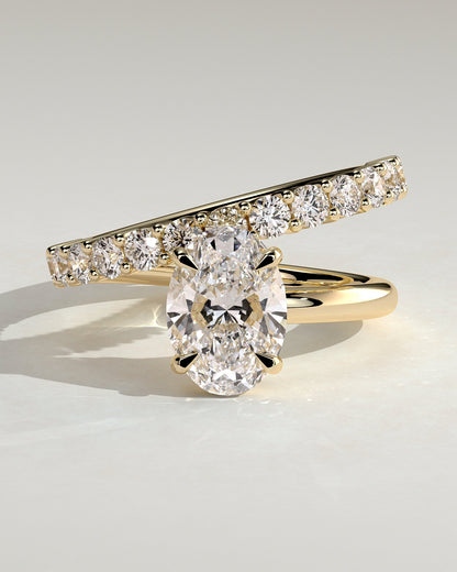 Oval Double Swirl Pave Shank Lab Grown Diamond Engagement Ring