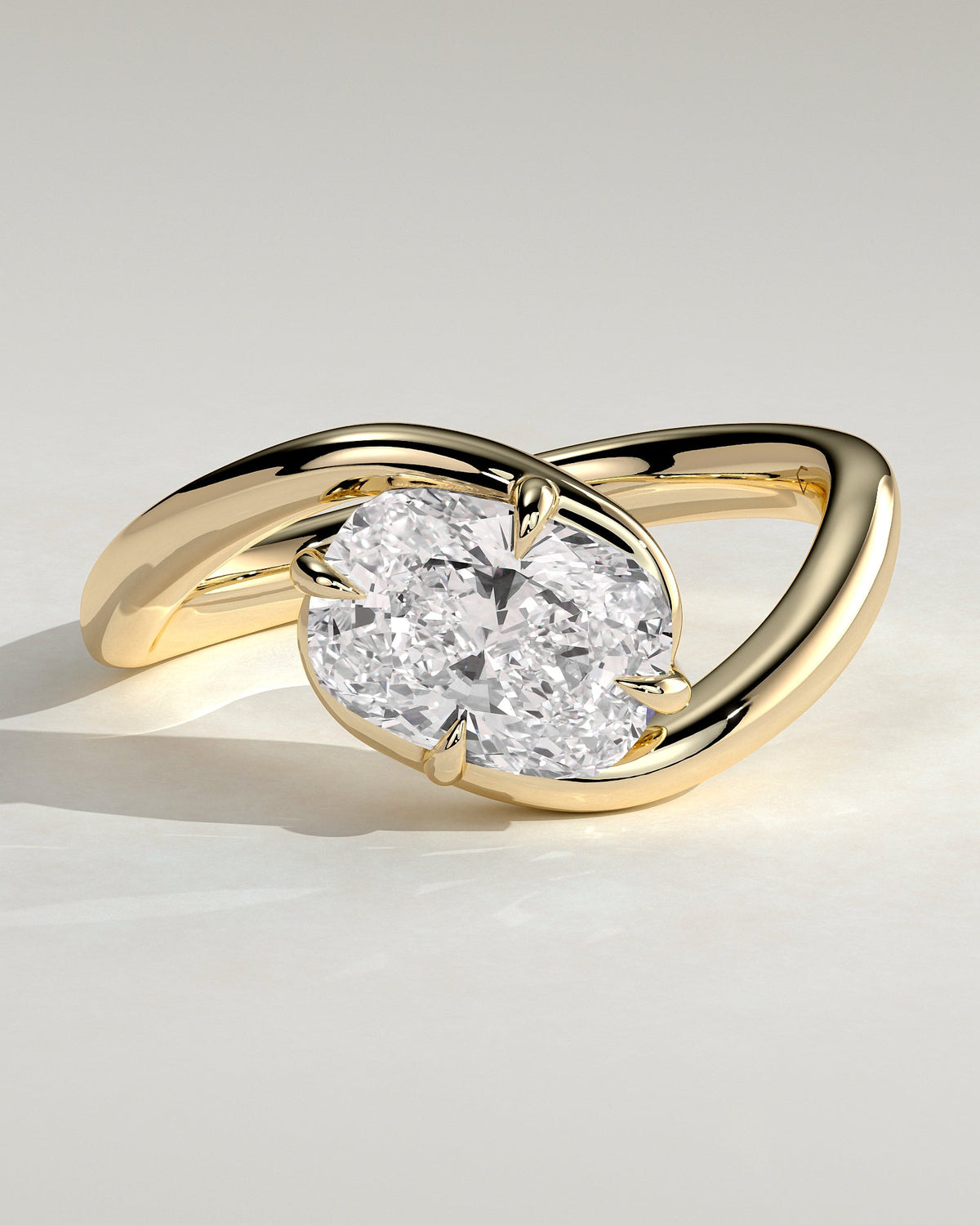 Elongated Cushion Swirl Solitaire Lab Grown Diamond Engagement Ring