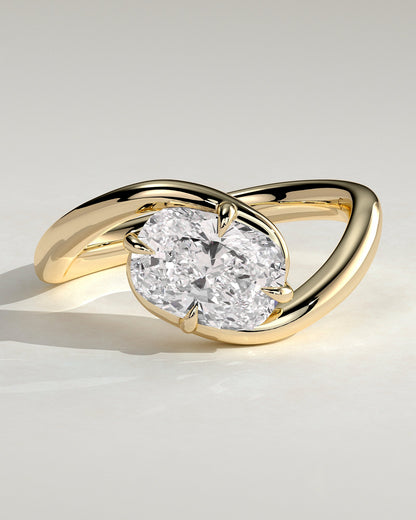 Elongated Cushion Swirl Solitaire Lab Grown Diamond Engagement Ring