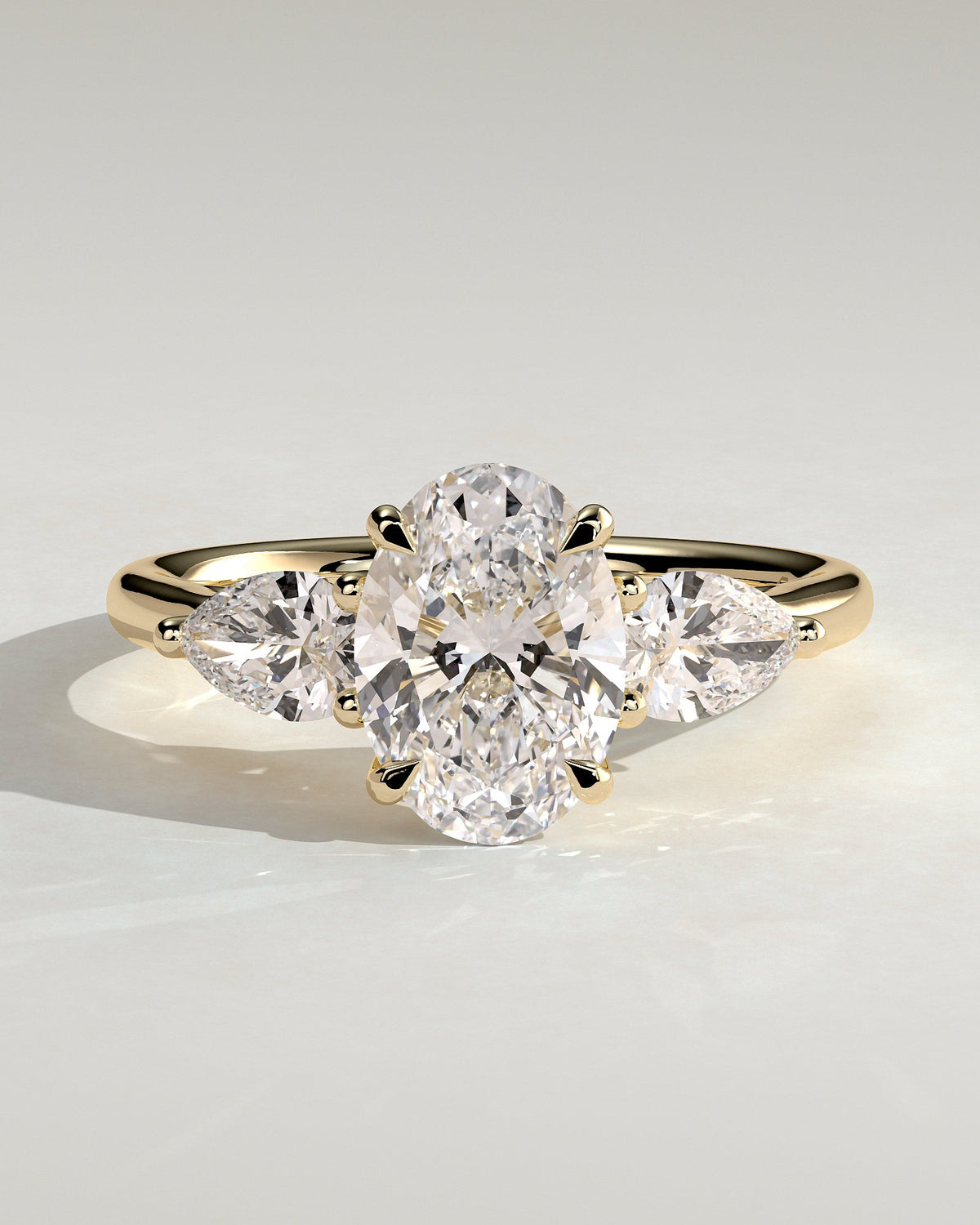 Oval Three Stones Lab Grown Diamond Engagement Ring
