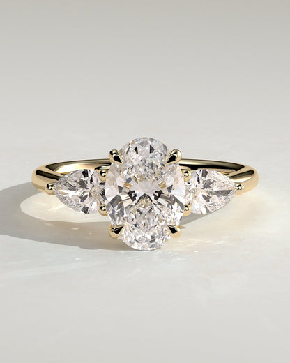 Oval Three Stones Lab Grown Diamond Engagement Ring