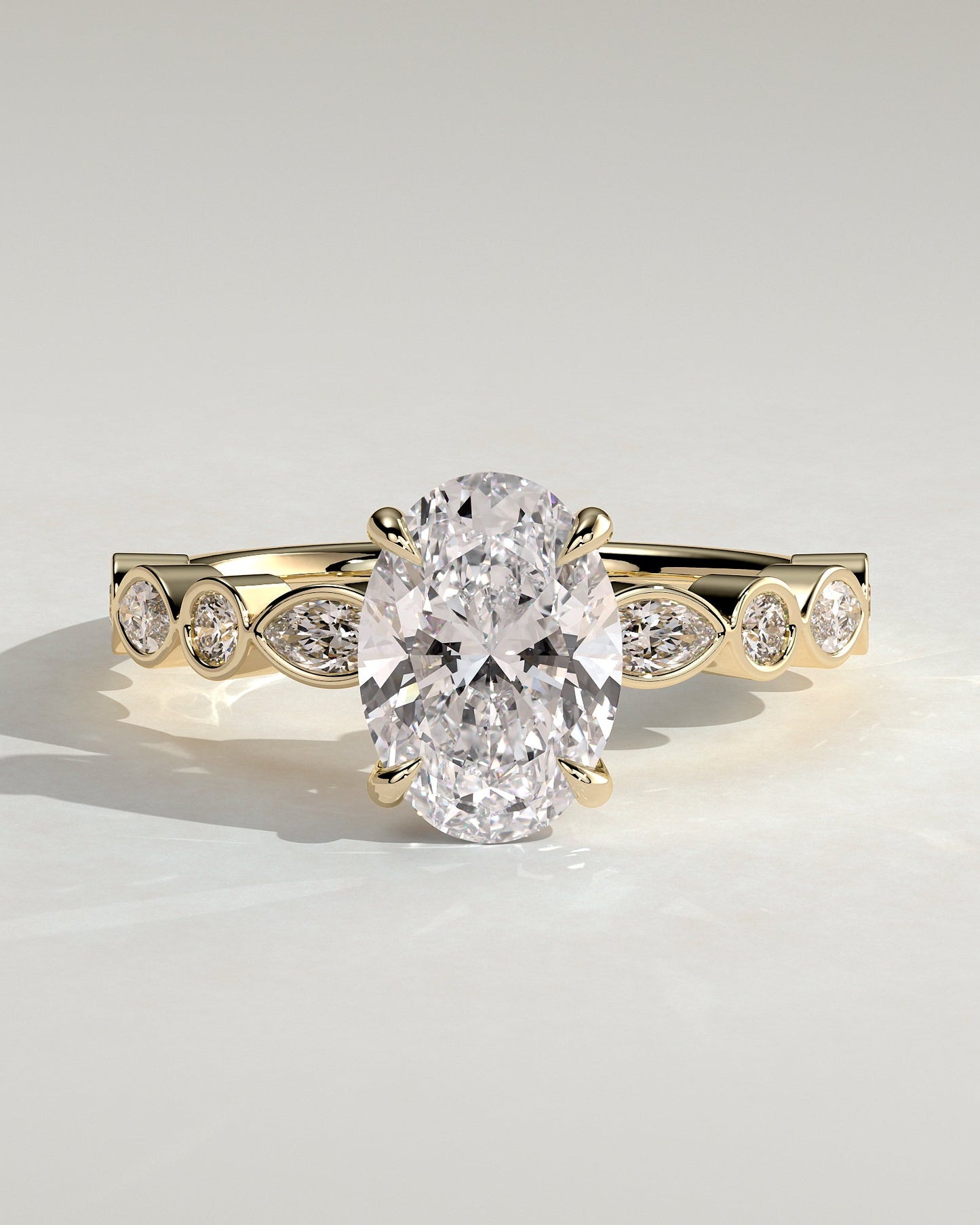 Oval Alternating Pave Lab Grown Diamond Engagement Ring