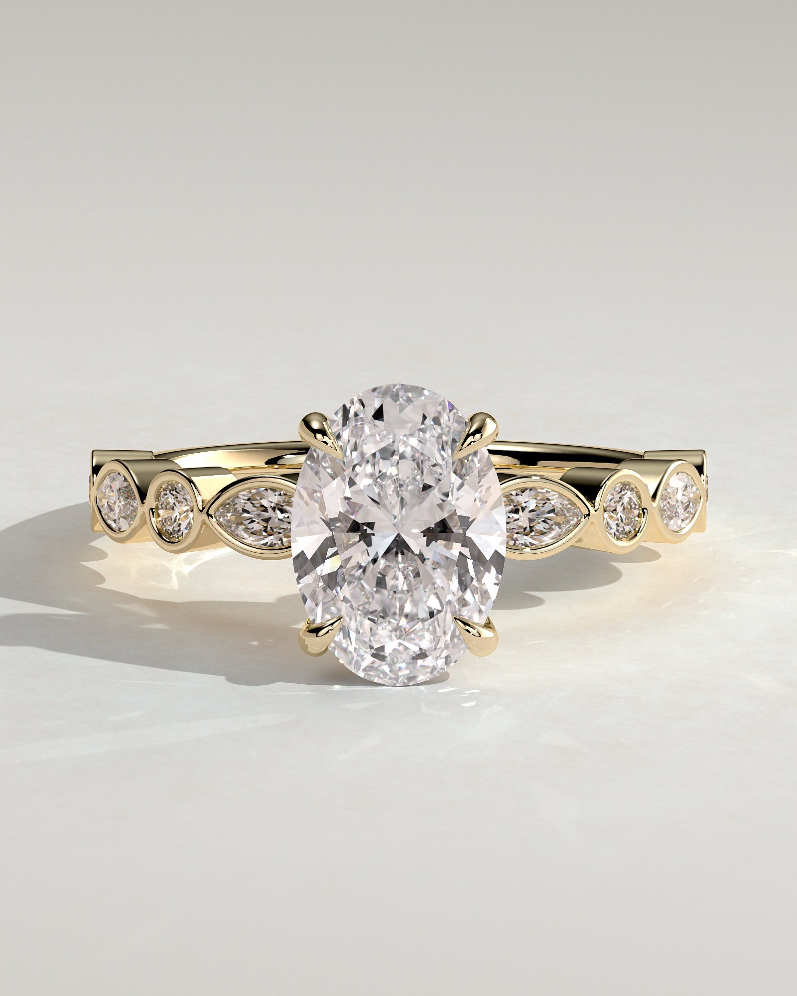 Oval Alternating Pave Lab Grown Diamond Engagement Ring