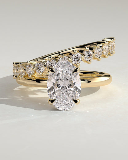 Oval Double Shank Tapered Pave Lab Grown Diamond Engagement Ring
