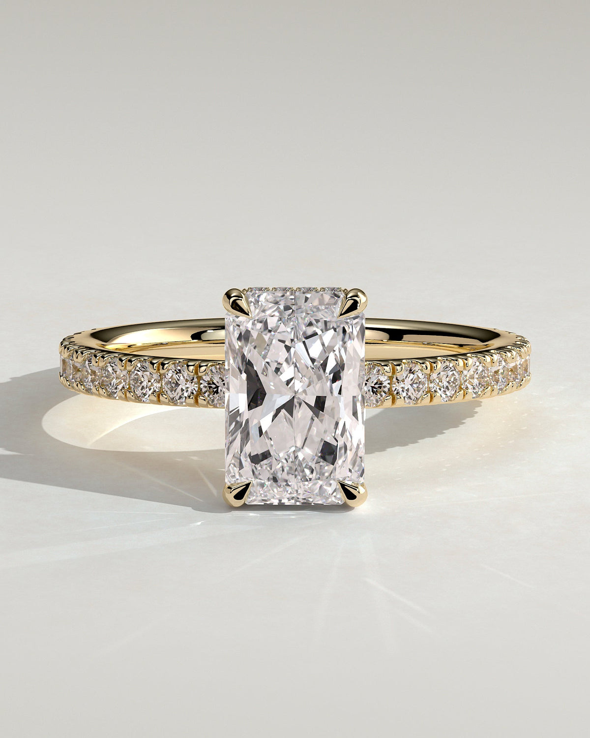 Radiant Hidden Halo & Pave Lab Grown Diamond Engagement Ring