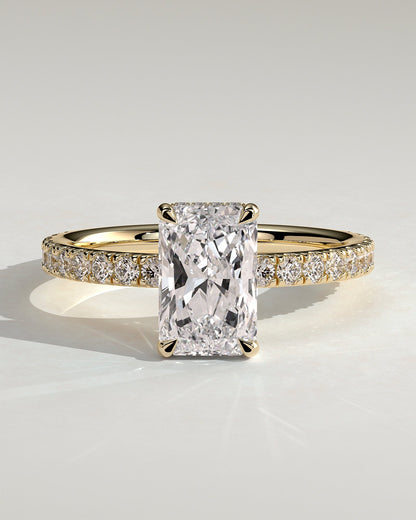 Radiant Hidden Halo & Pave Lab Grown Diamond Engagement Ring