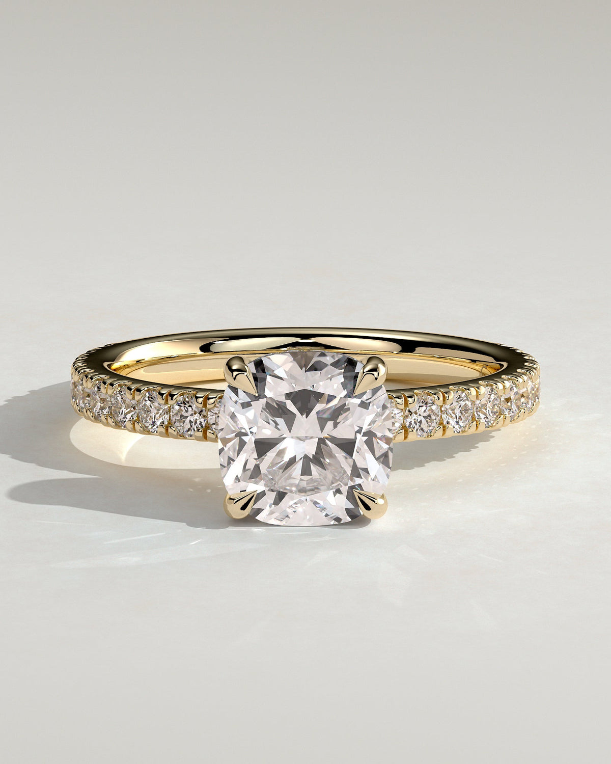 Cushion Hidden Halo & Pave Lab Grown Diamond Engagement Ring