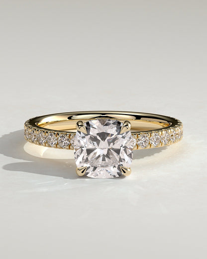 Cushion Hidden Halo & Pave Lab Grown Diamond Engagement Ring