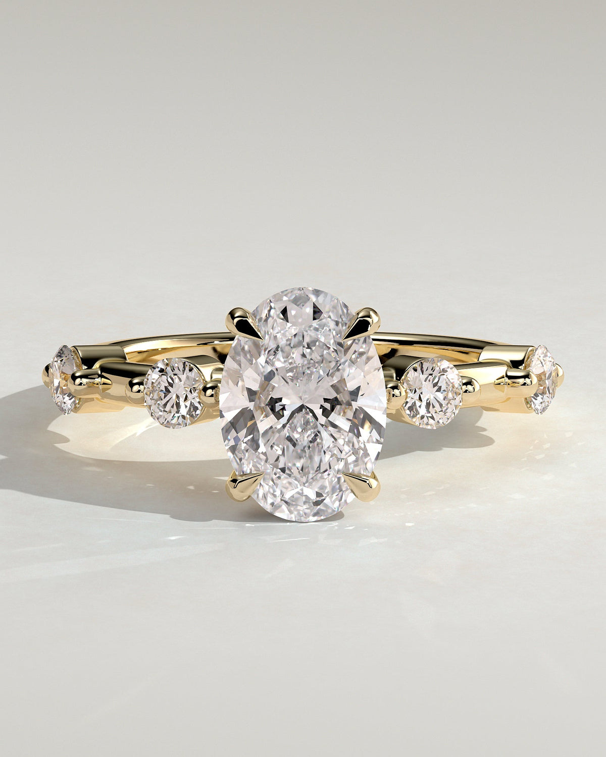 Oval Hidden Halo and Dainty Pave Lab Grown Diamond Engagement Ring