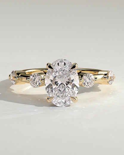 Oval Hidden Halo and Dainty Pave Lab Grown Diamond Engagement Ring
