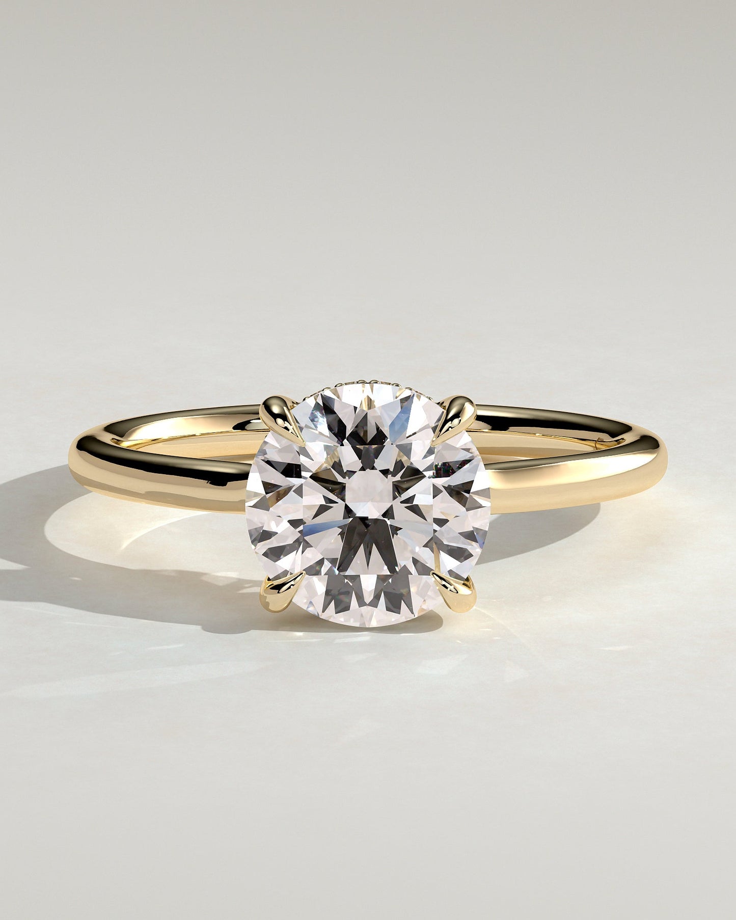 Round Hidden Halo Lab Grown Diamond Engagement Ring