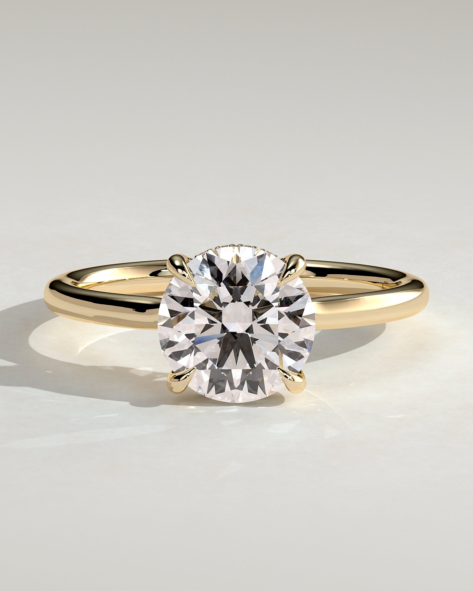 Round Hidden Halo Lab Grown Diamond Engagement Ring