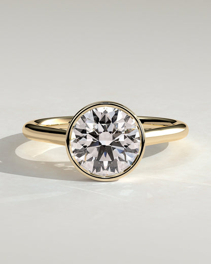 Round Bezel Solitaire Lab Grown Diamond Engagement Ring