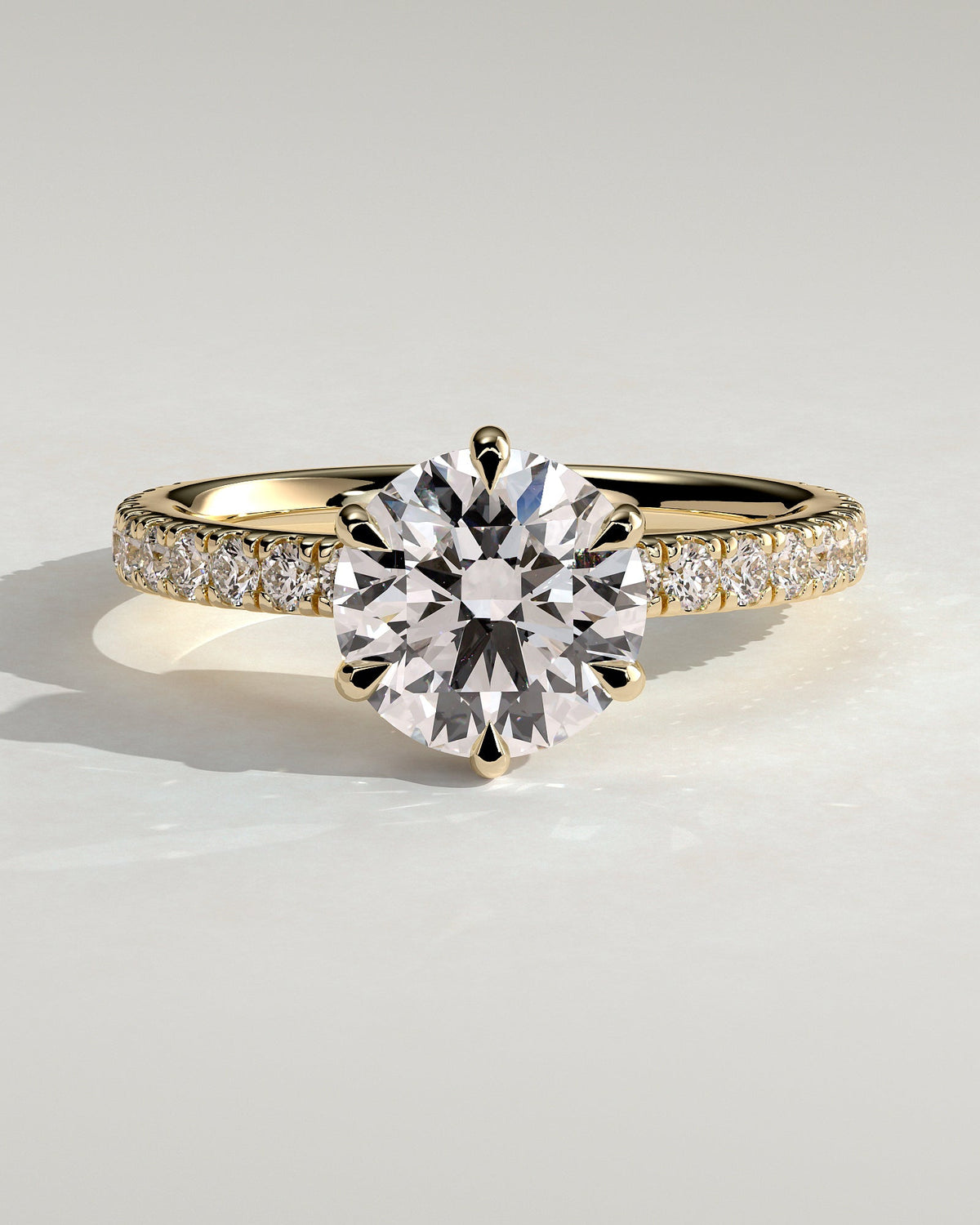 Round Hidden Halo and Pave Lab Grown Diamond Engagement Ring