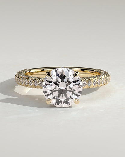 Round Hidden Halo and Triple Pave Lab Grown Diamond Engagement Ring