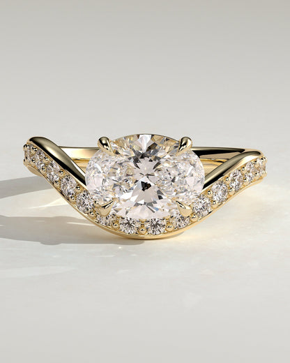 Oval Swirl Pave Lab Grown Diamond Engagement Ring