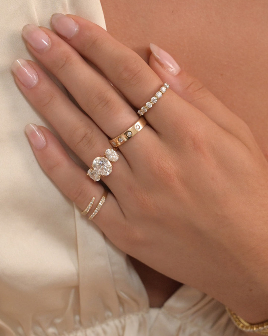 2 CT Round Three Stones Lab Grown Diamond Engagement Ring