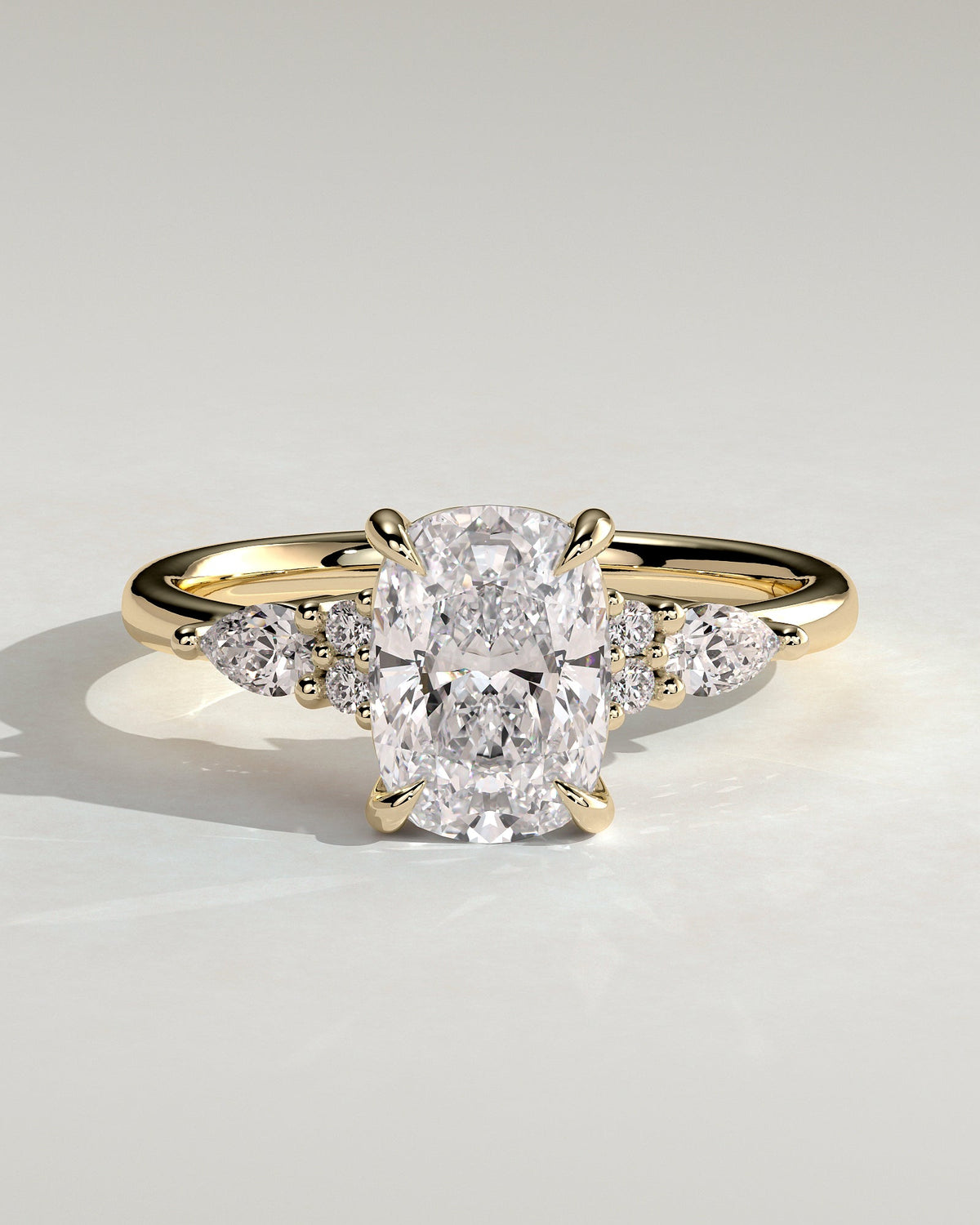 Elongated Cushion Cluster Lab Grown Diamond Engagement Ring