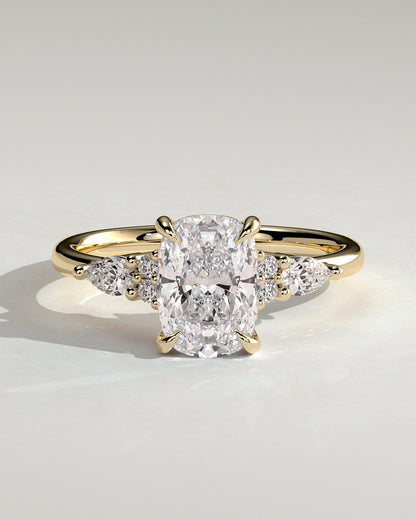 Elongated Cushion Cluster Lab Grown Diamond Engagement Ring