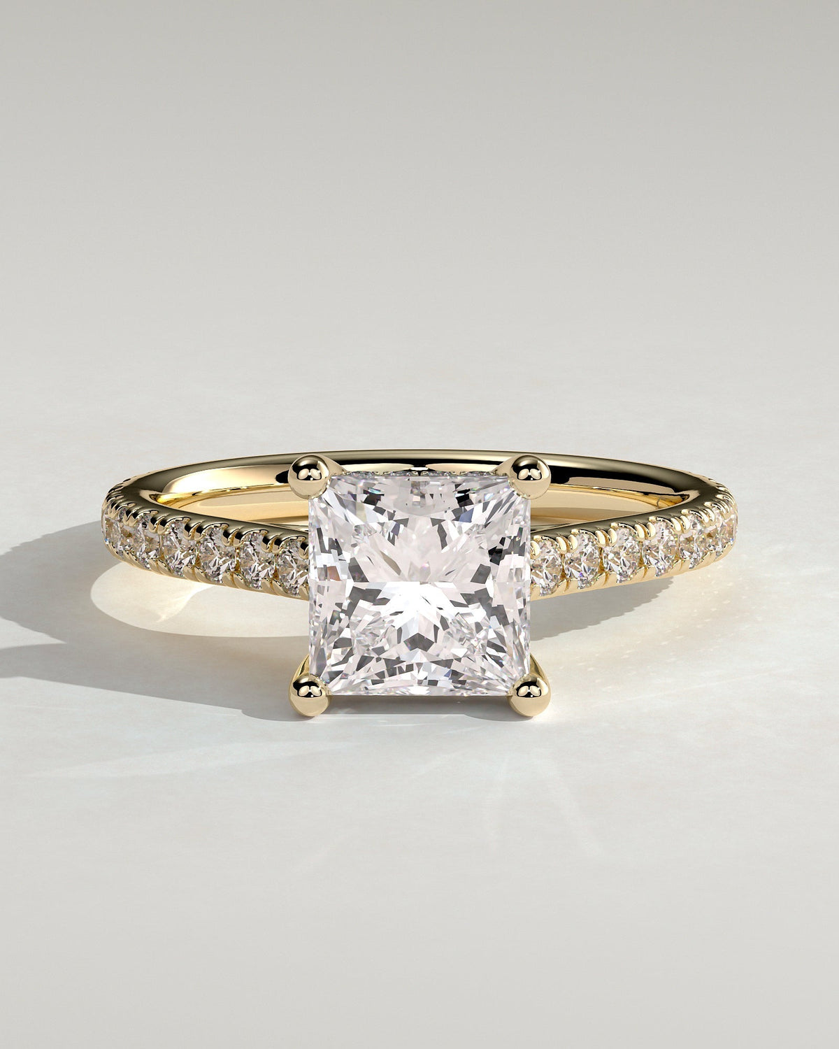 Princess Hidden Halo and Pave Lab Grown Diamond Engagement Ring