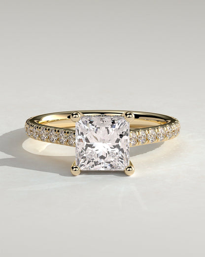 Princess Hidden Halo and Pave Lab Grown Diamond Engagement Ring