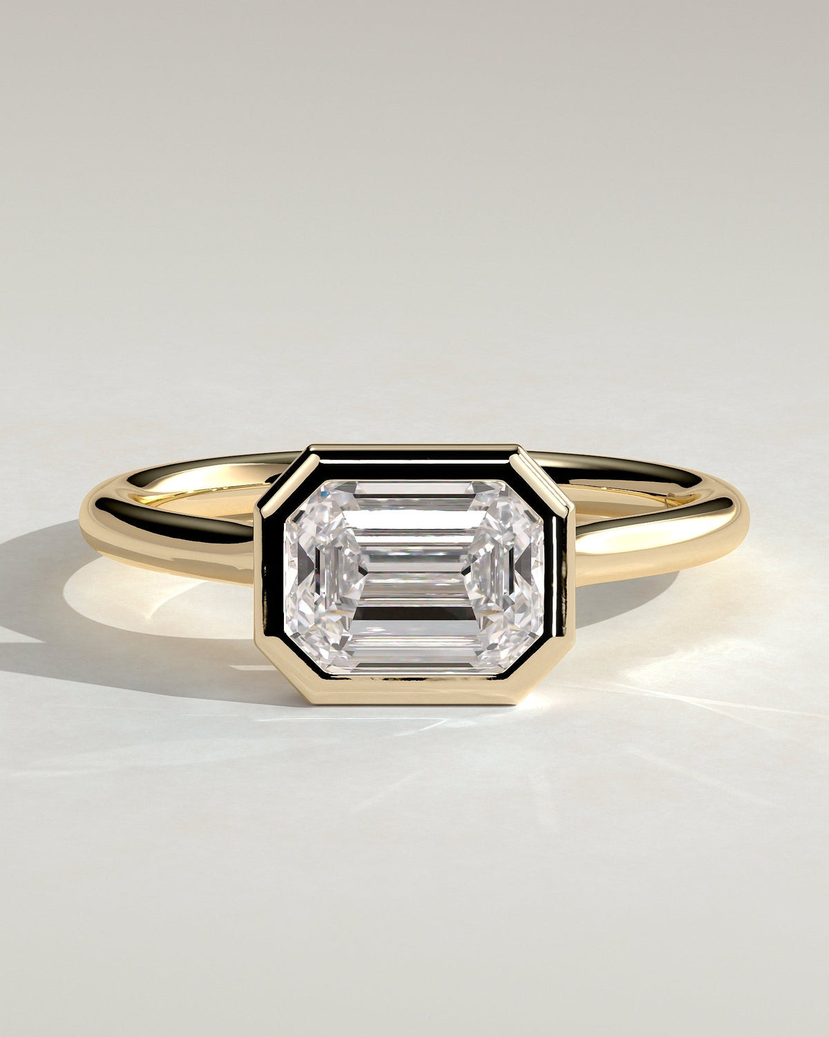 Emerald East West Solitaire Lab Grown Diamond Engagement Ring