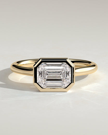 Emerald East West Solitaire Lab Grown Diamond Engagement Ring