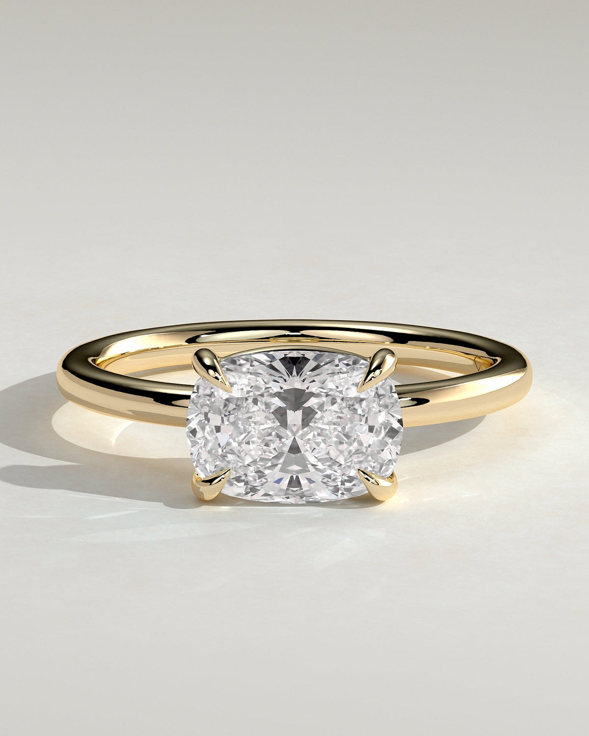 Elongated Cushion East West Solitaire Lab Grown Diamond Engagement Ring