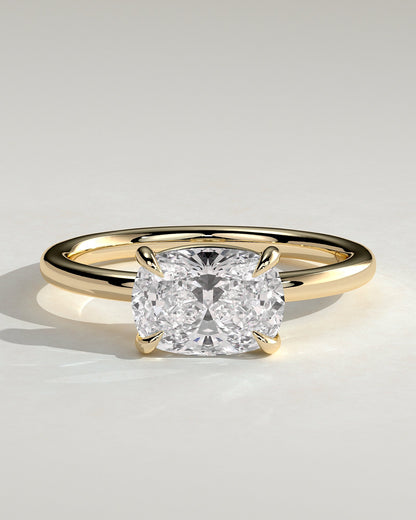 Elongated Cushion East West Solitaire Lab Grown Diamond Engagement Ring