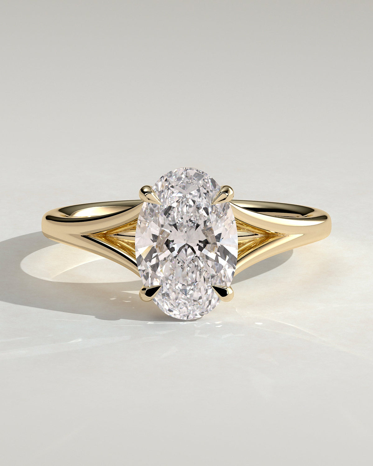 Oval Split Shank Solitaire Lab Grown Diamond Engagement Ring